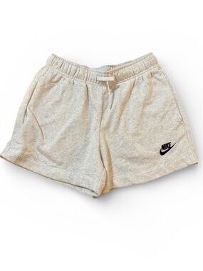 Nike Heather Gray Casual Fleece Shorts with Black Swoosh